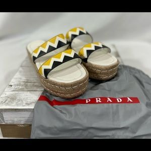 Prada Platform Espadrille Strappy Sandle